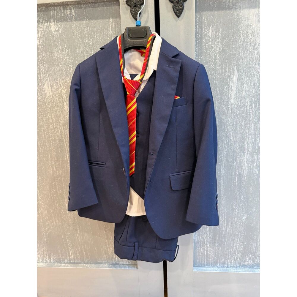 Boys Navy 5 Piece Suit Set Size 5 Formal Wedding Ring Bearer Outfit